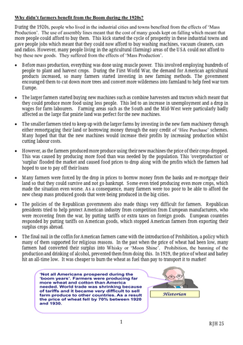 US Farmers in the 1920s: Revision Guide