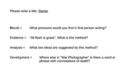 AQA GCSE English Lit Lang "War Photographer" Non Fic Reading Viewpoint