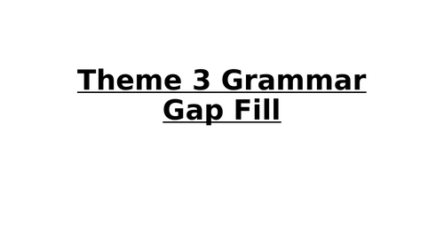 Grammar & Translation Assessments - AQA French- Theme 3