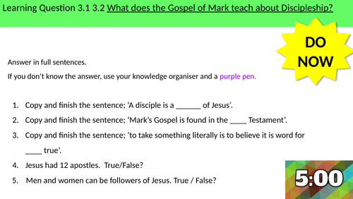 3.1 3.2 What does the Gospel of Mark teach about discipleship? Source to Summit Y9