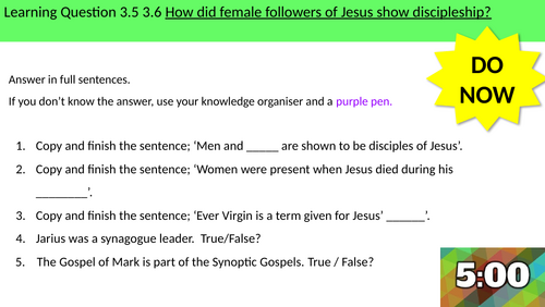 3.5 3.6 How did the female followers of Jesus show discipleship? Source to Summit Y9