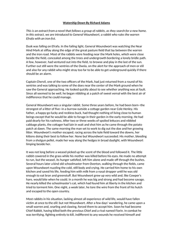 AQA English Language Paper 1 Section A - Watership Down