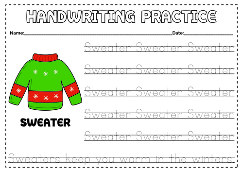 English Handwriting practice-SWEATER