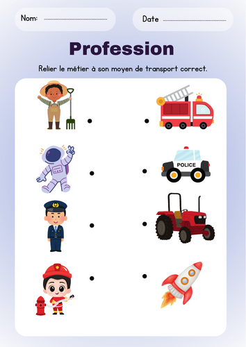 Occupation in french Worksheet