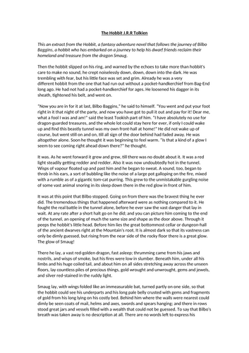 AQA English Language Paper 1 Section A - The Hobbit