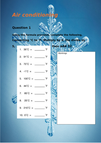 Maths air con resource