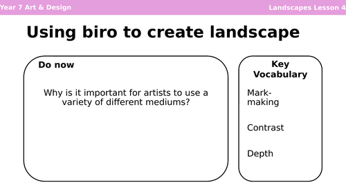 Landscapes Lesson 4 Using a biro to create a landscape artwork