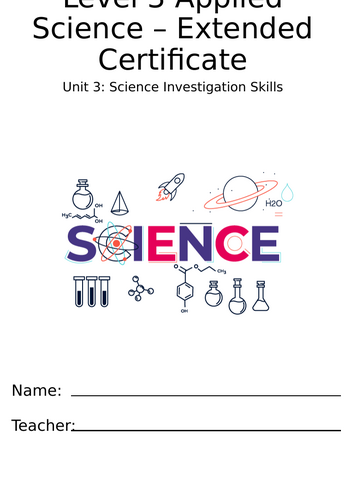 B-tec level 3 Applied Science - Unit 3 Science investigation skills booket