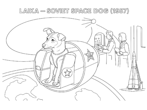 Laika Soviet space dog Coloring Picture