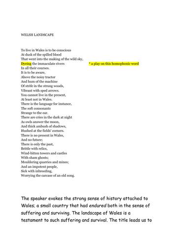 "Welsh Landscape" R.S. THOMAS: A* GCSE ENGLISH LITERATURE poetry analysis