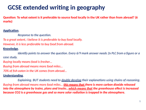 Geography AQA GCSE marking