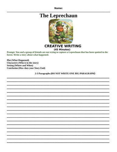 The Leprechaun Creative Writing Assignment