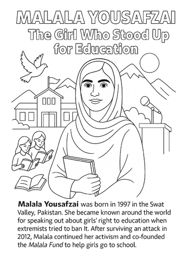 Malala Yousafzai Coloring Picture