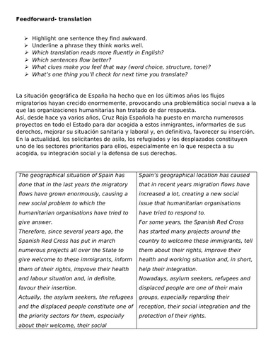 Translation- La inmigración