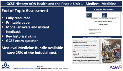 End of Topic Assessment: Medieval Medicine