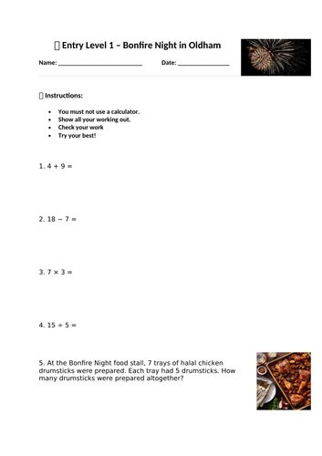 Functional Skills Entry 1 Maths 4 OPERATIONS REVISION RESOURCE