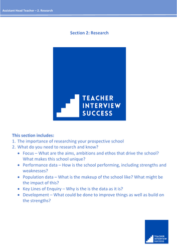 Assistant Head Teacher - Research (Part 2 of 5)