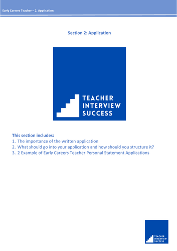 Early Careers Teacher - Application (Part 2 of 4)