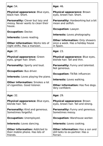 ESOL Entry 1/2 describing people lessons