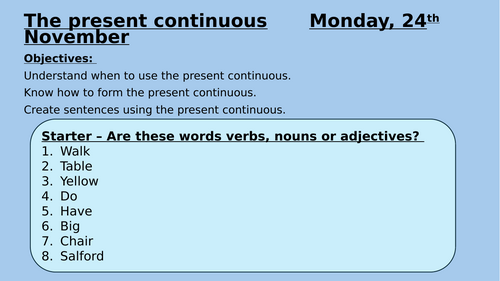 ESOL Entry 1/2/3 present continuous lessons