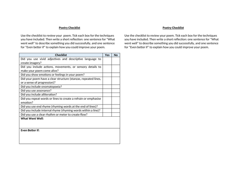 Poetry Checklist