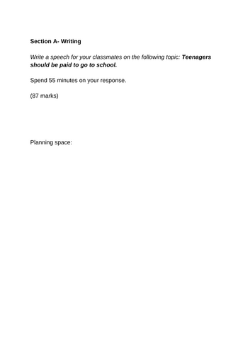 CCEA English Language GCSE Unit 1 MOCK EXAM