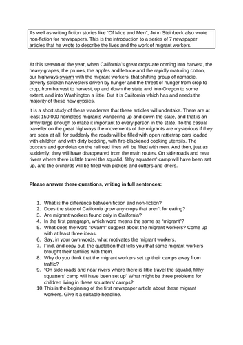 Non Fic Steinbeck "Harvest Gypsies" CRR HW Cover "Of Mice and Men"