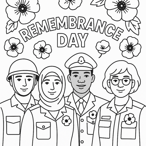 Remembrance Day Diverse Colouring Sheet | Teaching Resources