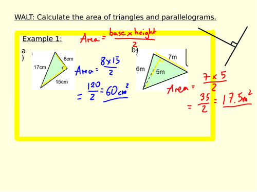 Area of triangles and parallelograms