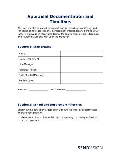Appraisal Documentation and Timelines