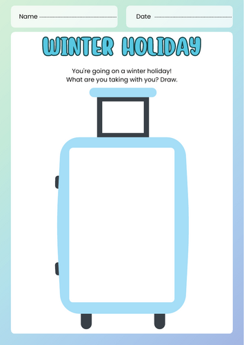 Blue White Illustrative Winter Holiday Worksheet