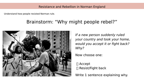 Resistance and rebellion in Norman England - William the Conquerer