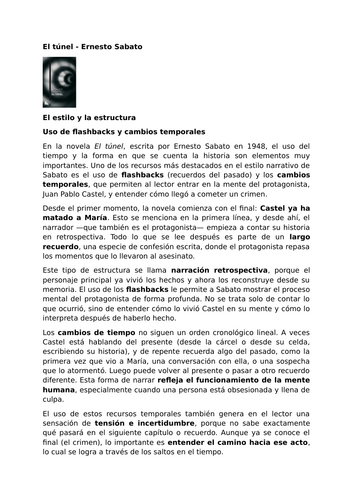 El túnel by Ernesto Sabato – Style and Structure – Flashbacks and Temporal Shifts
