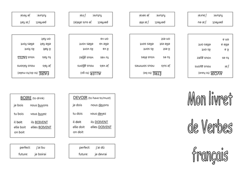FRENCH VERBS - mini books of the most popular and useful verbs