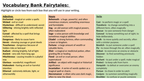 Vocabulary Bank - Fairy Tales