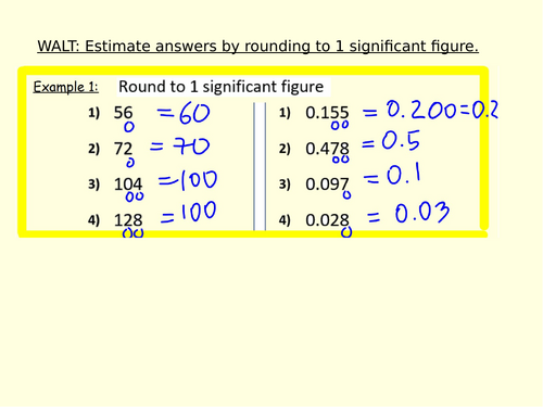 Estimating answers by rounding to 1sf first