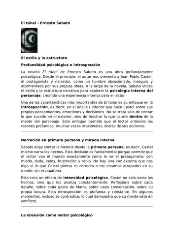 El túnel by Ernesto Sabato – Style and Structure – Psychological Depth