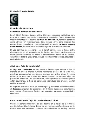 El túnel by Ernesto Sabato – Style and Structure – Stream of Consciousness