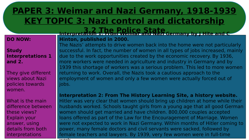 EDEXCEL GCSE HISTORY WEIMAR AND NAZI GERMANY LESSON 24 THE NAZI POLICE STATE
