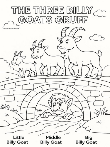 Three Billy Goats Gruff Coloring Picture