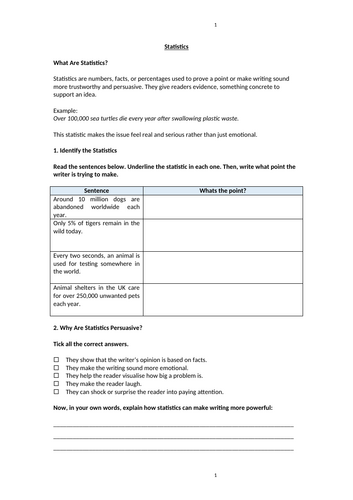 Statistics Homework Worksheet