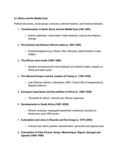 2026 NEW IB DP HISTORY Regional Studies COURSE OUTLINES with BIBLIOGRAPHY
