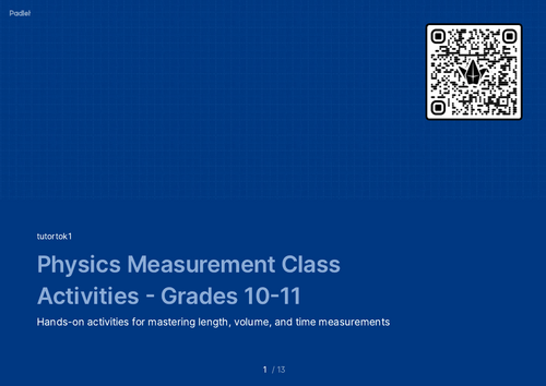 FREE Activities - iGCSE Physics 1.1 Physical quantities and measurement techniques