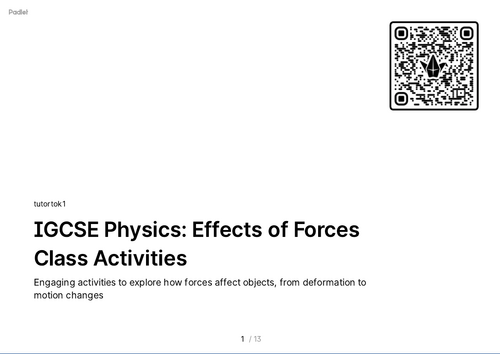 FREE Resources iGCSE Phyics - 1.5 Forces