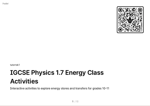 FREE Resources iGCSE Physics - 1.7 Energy, work and power