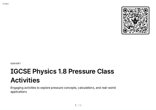 FREE Resources iGCSE Physics - 1.8 Pressure