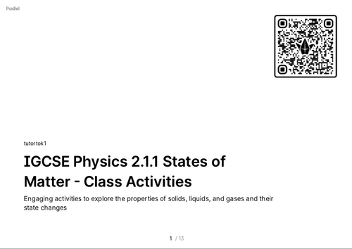 FREE Resources - iGCSE Physics 2.1 Kinetic particle  model of matter