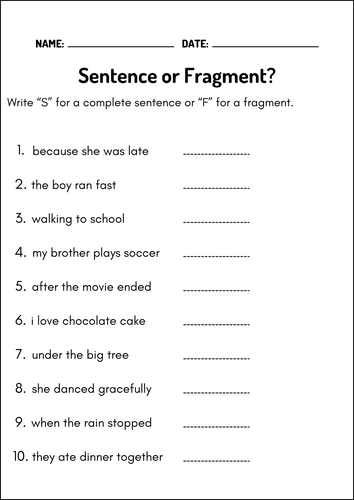 Sentence Structure Worksheets | Capitalization and Punctuation Practice