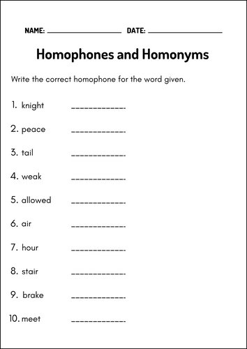 Mastering Homophones and Homonyms Worksheets Grammar & Vocabulary Practice
