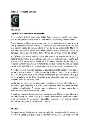 El túnel by Ernesto Sabato – Chapter 5